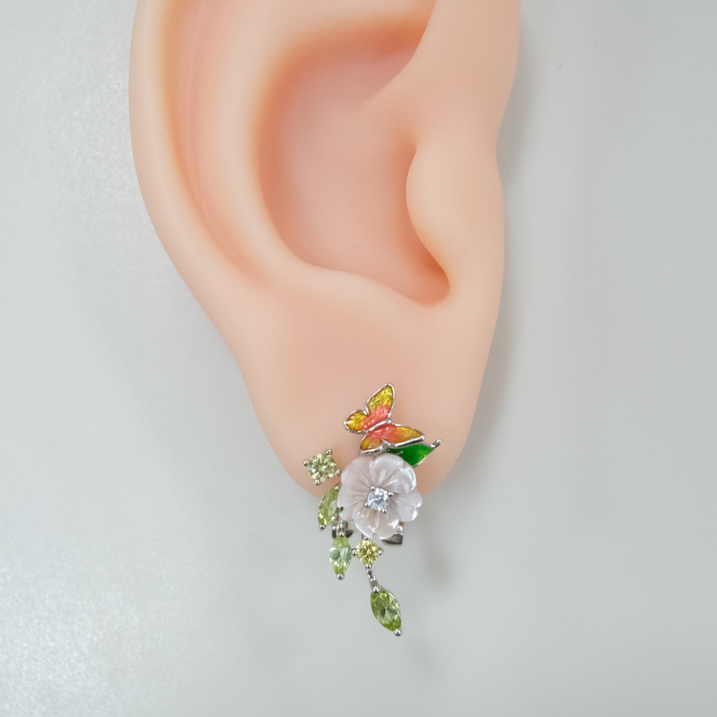 Серебряные серьги с перламутром "Цветы"